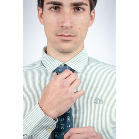 Camisa algodón rayas verde