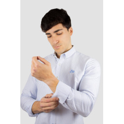 Camisa algodón rayas Oxford celeste 5851